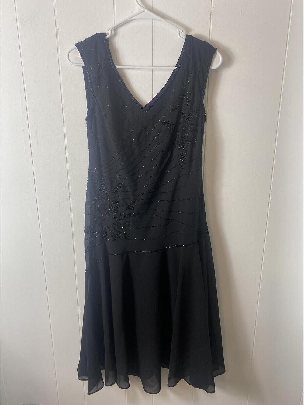 Scarlett Nite Black Beaded Cocktail Fairy Dress Whimsigoth Vamp Goth Size 12